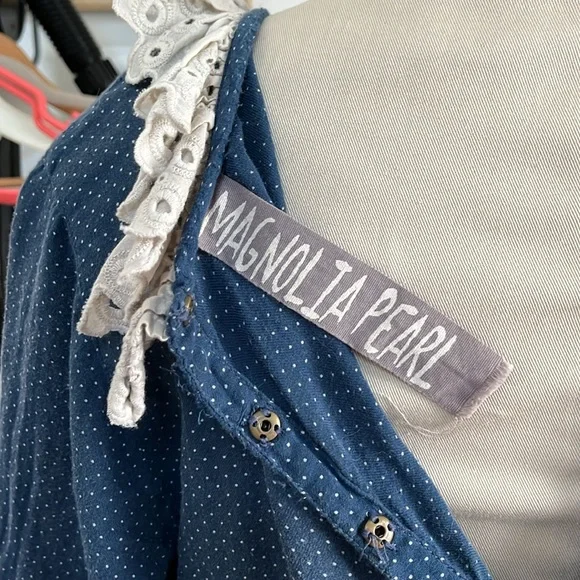 NWOT Magnolia Pearl, Navy dot Eudora Dress. Pristine - Picture 10 of 12